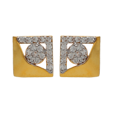 SQUARE CASTING FASHION STUD WITH WHITE STONE